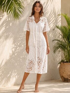 Few Moda White Lace Midi Dress
